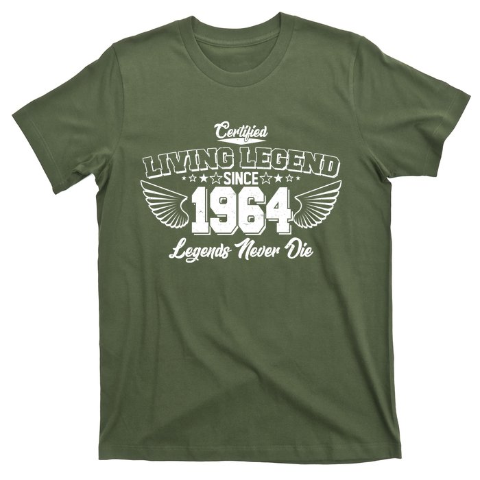 Certified Living Legend Since 1964 Legends Never Die 60th Birthday Wings T-Shirt