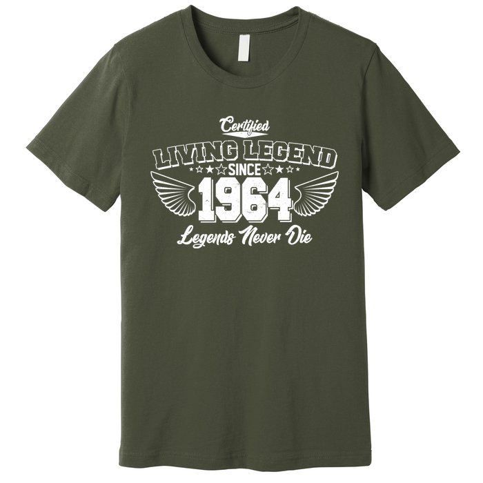 Certified Living Legend Since 1964 Legends Never Die 60th Birthday Wings Premium T-Shirt