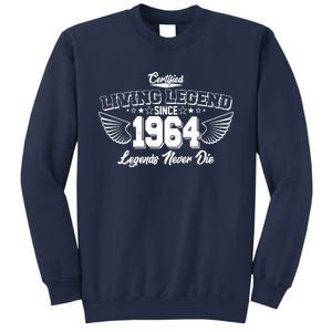 Certified Living Legend Since 1964 Legends Never Die 60th Birthday Wings Sweatshirt