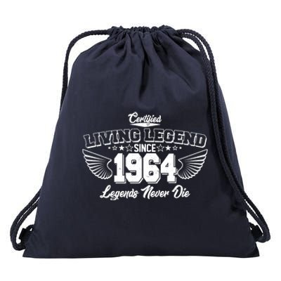 Certified Living Legend Since 1964 Legends Never Die 60th Birthday Wings Drawstring Bag