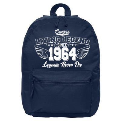 Certified Living Legend Since 1964 Legends Never Die 60th Birthday Wings 16 in Basic Backpack