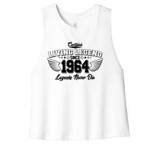 Certified Living Legend Since 1964 Legends Never Die 60th Birthday Wings Women's Racerback Cropped Tank