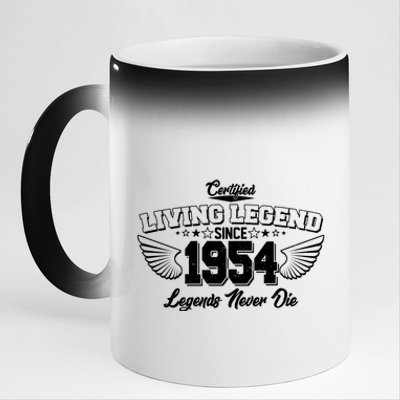 Certified Living Legend Since 1954 Legends Never Die 70th Birthday Wings 11oz Black Color Changing Mug