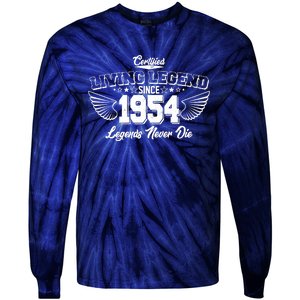 Certified Living Legend Since 1954 Legends Never Die 70th Birthday Wings Tie-Dye Long Sleeve Shirt