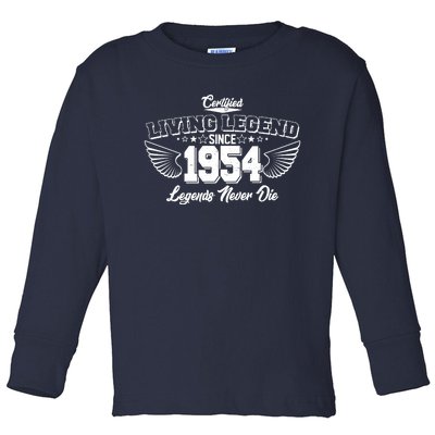 Certified Living Legend Since 1954 Legends Never Die 70th Birthday Wings Toddler Long Sleeve Shirt