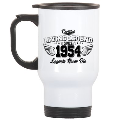 Certified Living Legend Since 1954 Legends Never Die 70th Birthday Wings Stainless Steel Travel Mug