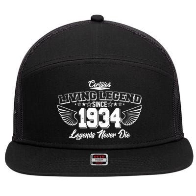 Certified Living Legend Since 1934 Legends Never Die 90th Birthday Wings 7 Panel Mesh Trucker Snapback Hat