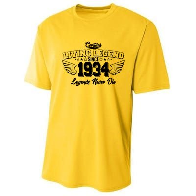 Certified Living Legend Since 1934 Legends Never Die 90th Birthday Wings Performance Sprint T-Shirt