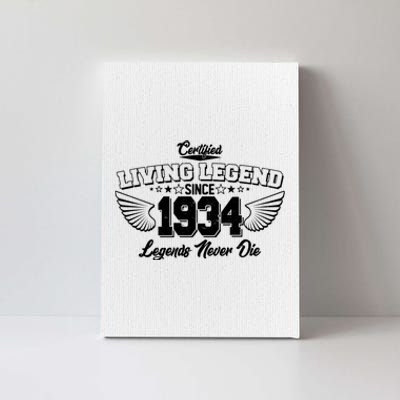 Certified Living Legend Since 1934 Legends Never Die 90th Birthday Wings Canvas