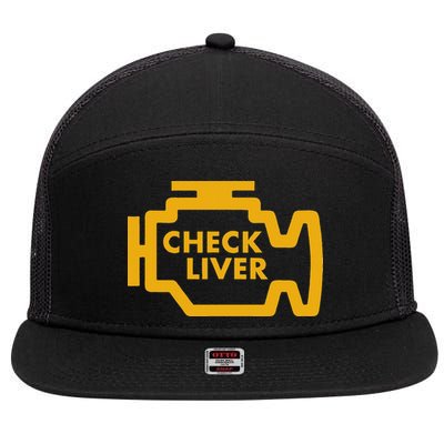 Check Liver Light Funny Drinking 7 Panel Mesh Trucker Snapback Hat