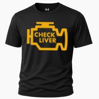 Check Liver Light Funny Drinking Cooling Performance Crew T-Shirt