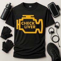 Check Liver Light Funny Drinking Cooling Performance Crew T-Shirt