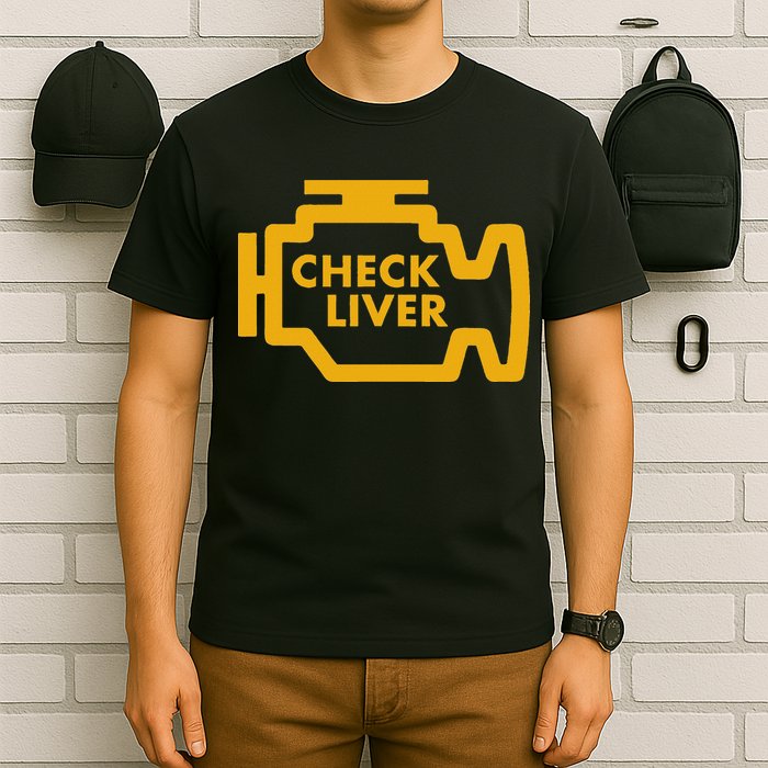 Check Liver Light Funny Drinking T-Shirt