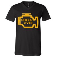 Check Liver Light Funny Drinking V-Neck T-Shirt
