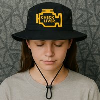 Check Liver Light Funny Drinking Bucket Hat