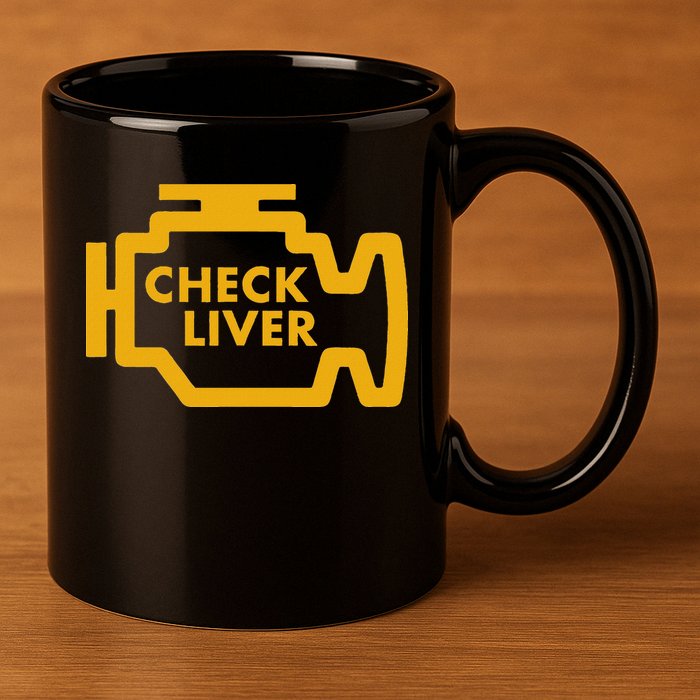Check Liver Light Funny Drinking 11oz C Handle Ceramic Mug