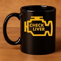 Check Liver Light Funny Drinking 11oz C Handle Ceramic Mug