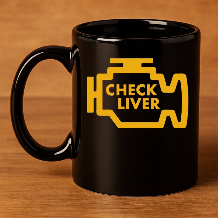 Check Liver Light Funny Drinking 11oz C Handle Ceramic Mug