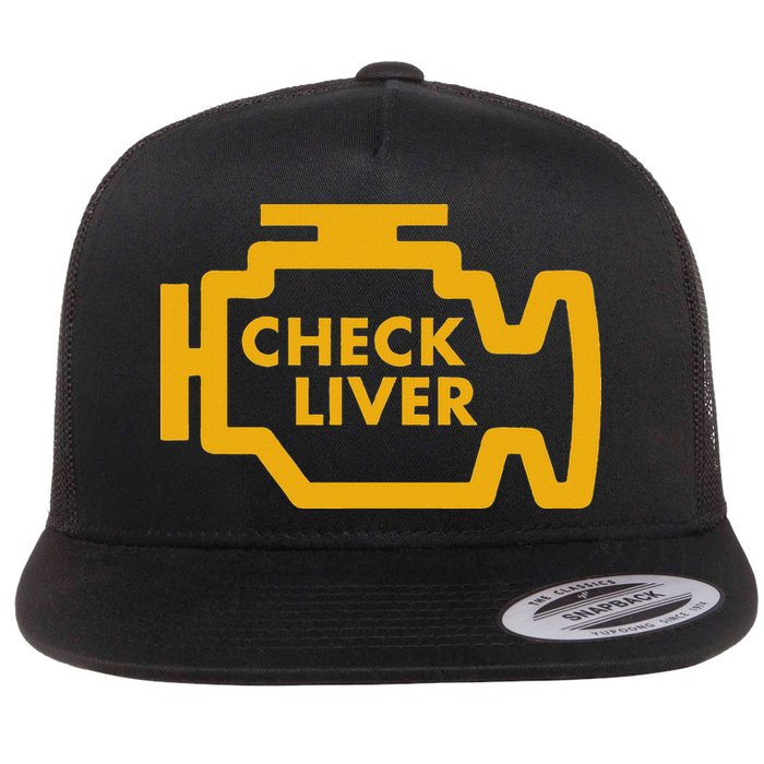 Check Liver Light Funny Drinking Flat Bill Trucker Hat