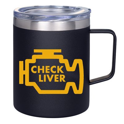 Check Liver Light Funny Drinking 12oz Stainless Steel Coffee Mug