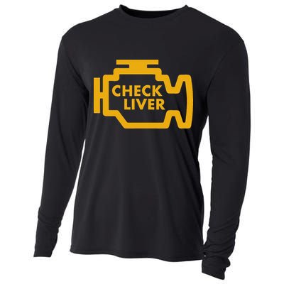 Check Liver Light Funny Drinking Cooling Performance Long Sleeve Crew