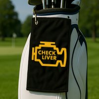 Check Liver Light Funny Drinking Golf Towel