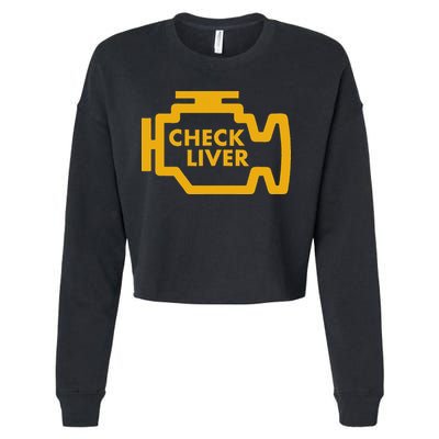 Check Liver Light Funny Drinking Cropped Pullover Crew