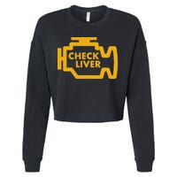 Check Liver Light Funny Drinking Cropped Pullover Crew