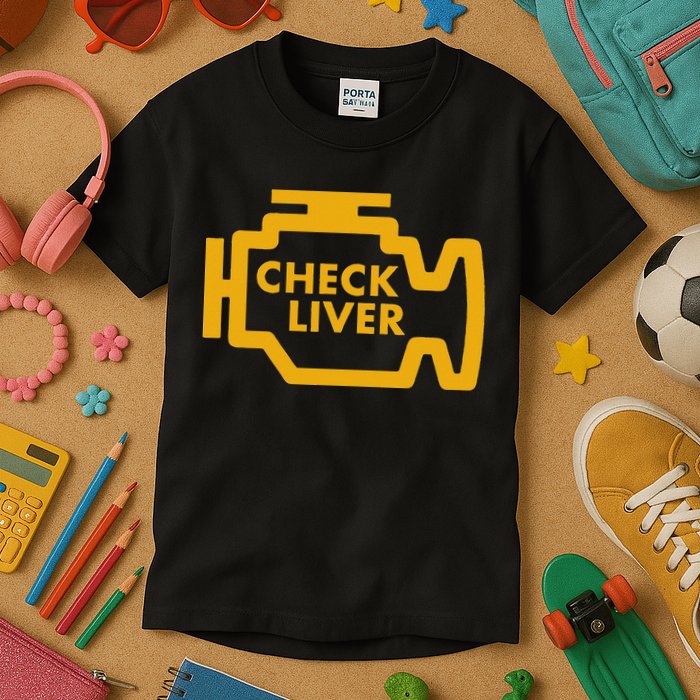 Check Liver Light Funny Drinking Kids T-Shirt