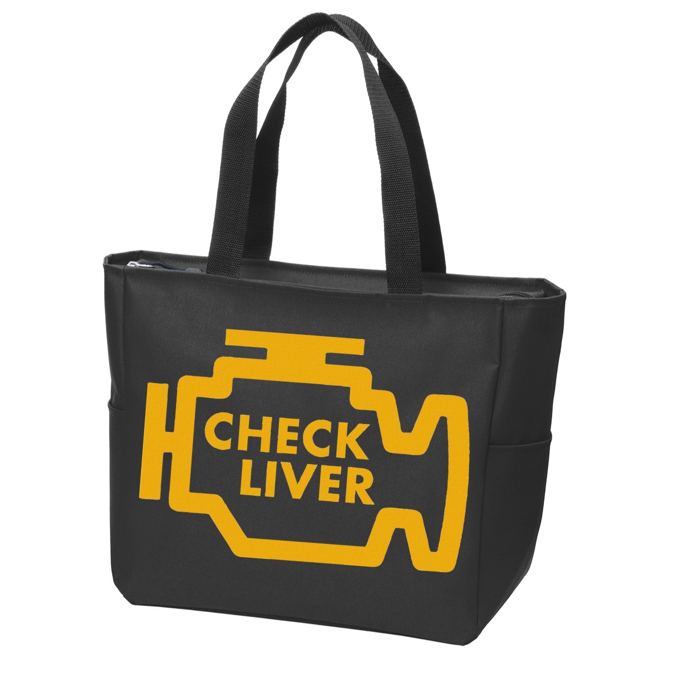 Check Liver Light Funny Drinking Zip Tote Bag