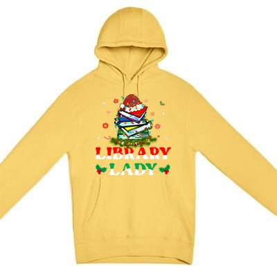 Christmas Library Lady Librarian Xmas Lights Books Gift Premium Pullover Hoodie