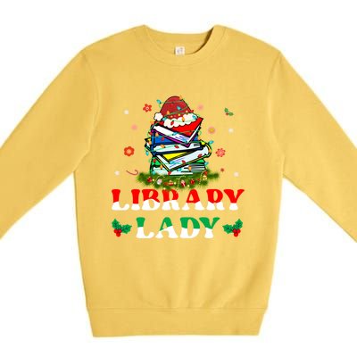 Christmas Library Lady Librarian Xmas Lights Books Gift Premium Crewneck Sweatshirt