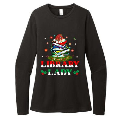 Christmas Library Lady Librarian Xmas Lights Books Gift Womens CVC Long Sleeve Shirt