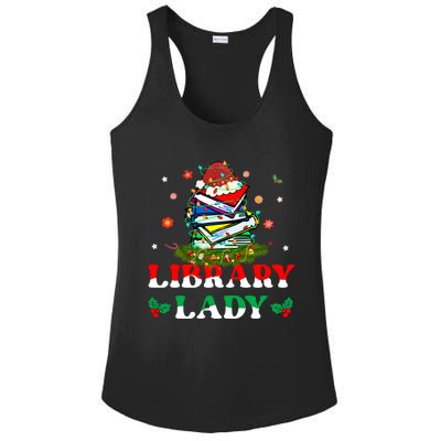 Christmas Library Lady Librarian Xmas Lights Books Gift Ladies PosiCharge Competitor Racerback Tank