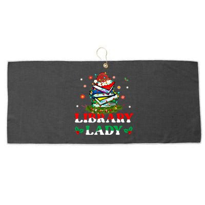 Christmas Library Lady Librarian Xmas Lights Books Gift Large Microfiber Waffle Golf Towel