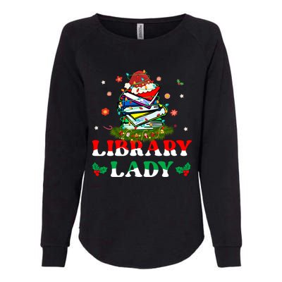 Christmas Library Lady Librarian Xmas Lights Books Gift Womens California Wash Sweatshirt