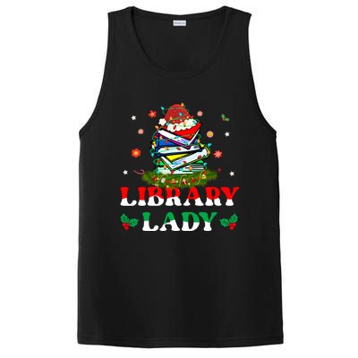 Christmas Library Lady Librarian Xmas Lights Books Gift PosiCharge Competitor Tank