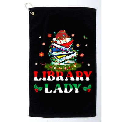 Christmas Library Lady Librarian Xmas Lights Books Gift Platinum Collection Golf Towel