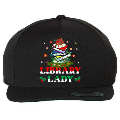 Christmas Library Lady Librarian Xmas Lights Books Gift Wool Snapback Cap