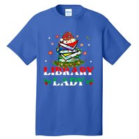 Christmas Library Lady Librarian Xmas Lights Books Gift Tall T-Shirt