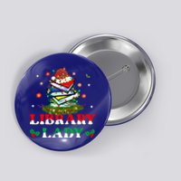 Christmas Library Lady Librarian Xmas Lights Books Gift Button