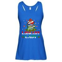 Christmas Library Lady Librarian Xmas Lights Books Gift Ladies Essential Flowy Tank