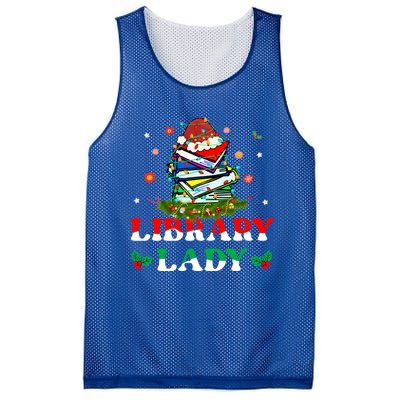 Christmas Library Lady Librarian Xmas Lights Books Gift Mesh Reversible Basketball Jersey Tank