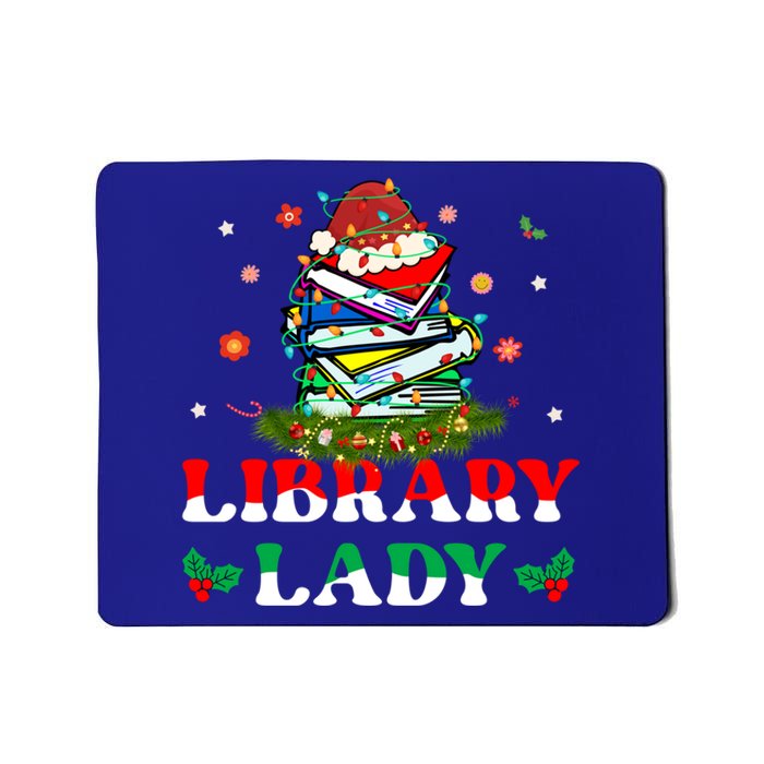 Christmas Library Lady Librarian Xmas Lights Books Gift Mousepad