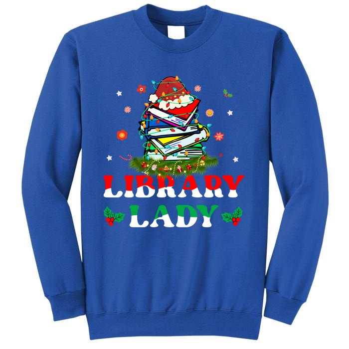 Christmas Library Lady Librarian Xmas Lights Books Gift Tall Sweatshirt