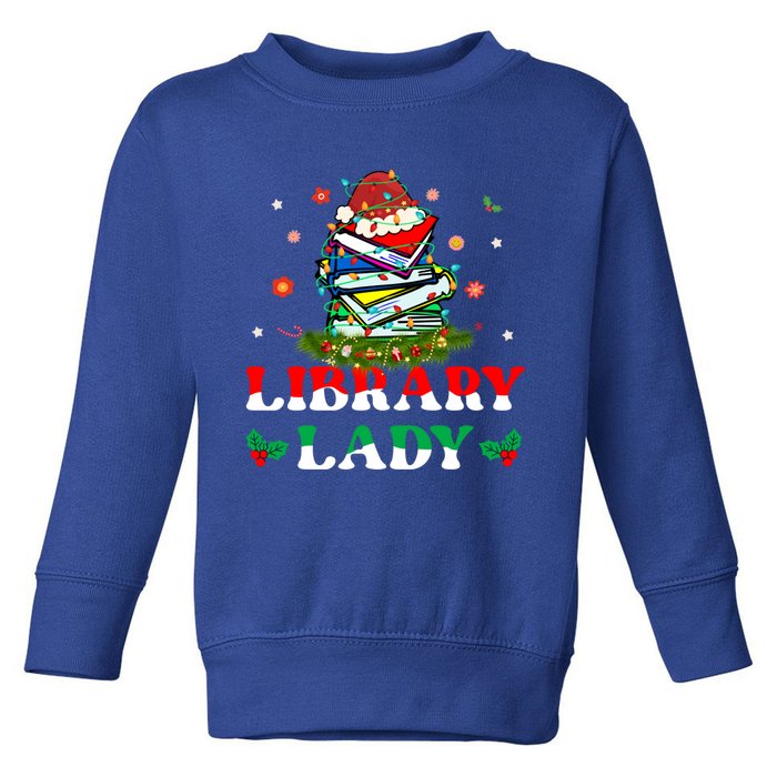 Christmas Library Lady Librarian Xmas Lights Books Gift Toddler Sweatshirt