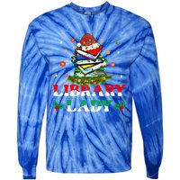 Christmas Library Lady Librarian Xmas Lights Books Gift Tie-Dye Long Sleeve Shirt