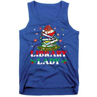 Christmas Library Lady Librarian Xmas Lights Books Gift Tank Top