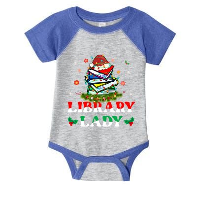 Christmas Library Lady Librarian Xmas Lights Books Gift Infant Baby Jersey Bodysuit