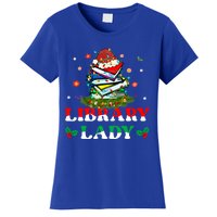 Christmas Library Lady Librarian Xmas Lights Books Gift Women's T-Shirt